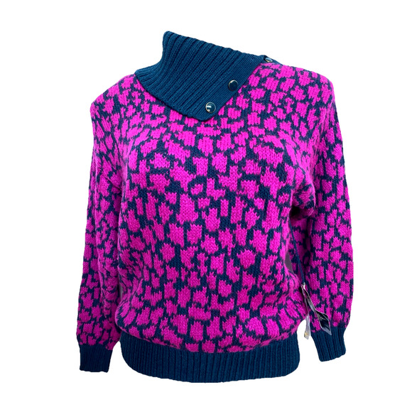 NWT Vintage St John Sweater Pullover Knit Wool Teal Fuchsia Purple Long … - Picture 1 of 9